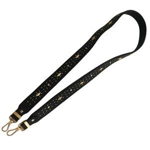 Vegan Leather Guitar Purse Bag Strap with Gold Studs Black